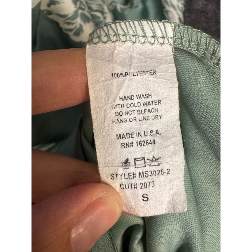 Misty Rose Sage Green Floral Satin Midi Skirt Small MS3028-2 Made in USA - Picture 4 of 4